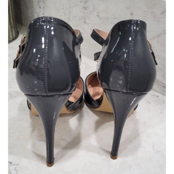 Journee Gray T-Strap Pumps with Double Buckle Closure & Pointed Toe Size 7 - Picture 5 of 11
